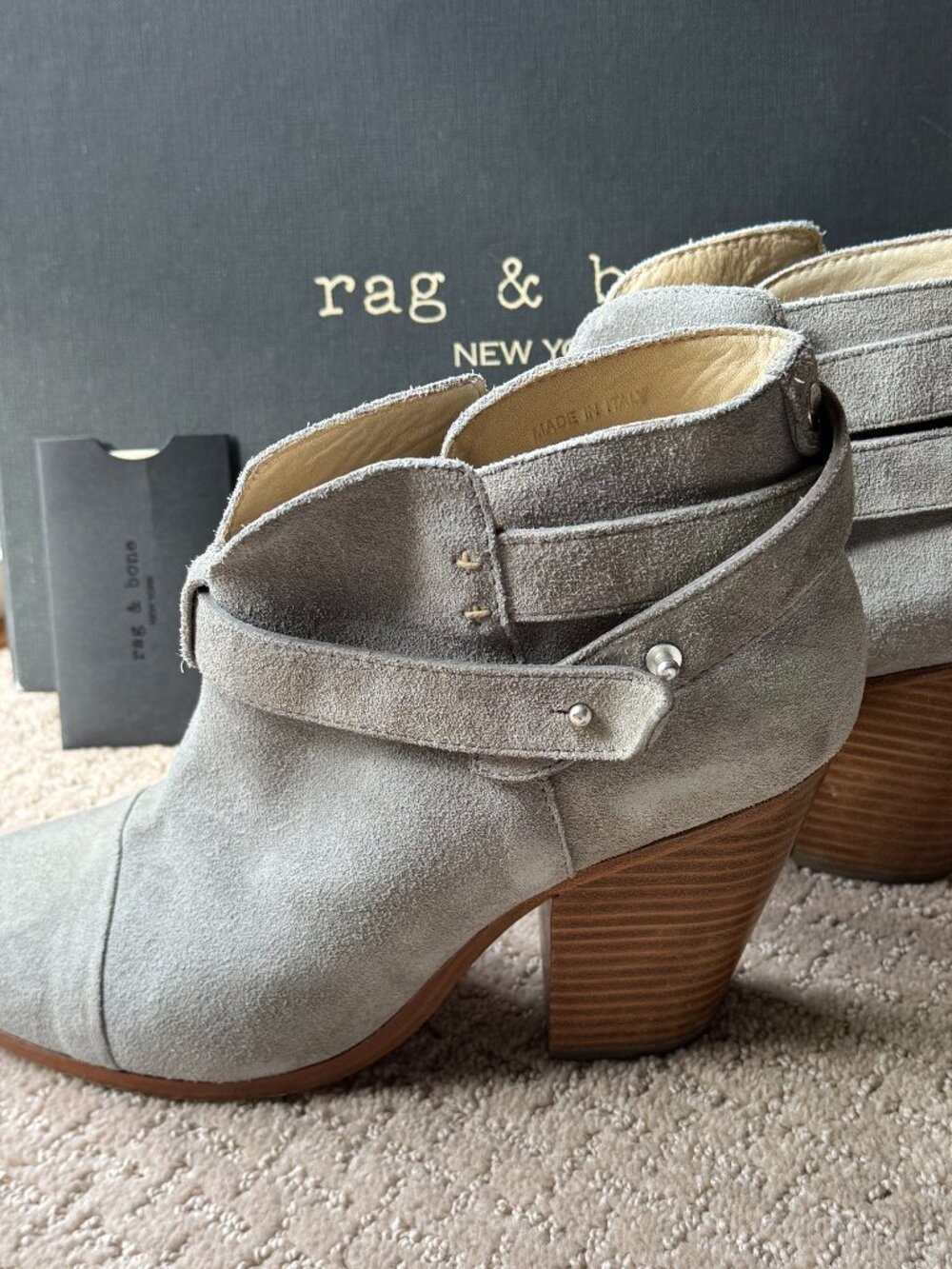 Rag & Bone Harrow Boot - Light Grey Suede - Size 40 (Made in Italy)